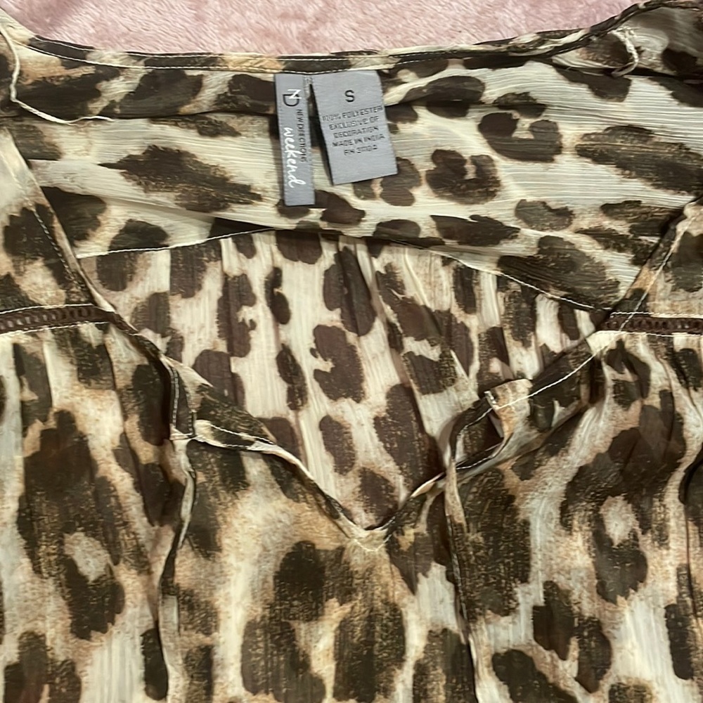 New Directions Sheer Animal Print Blouse